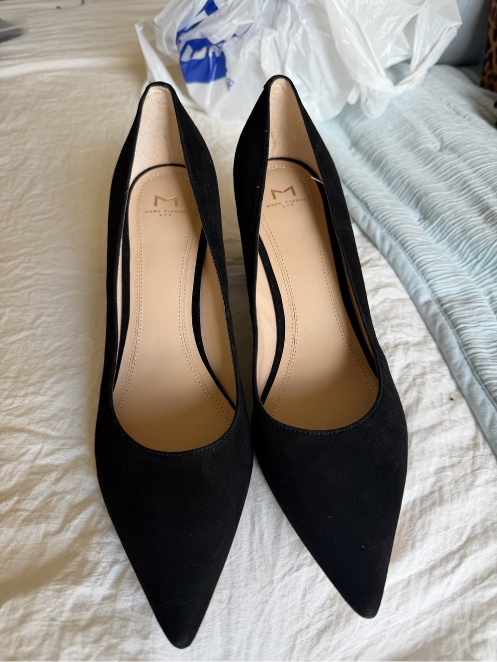 Marc Fisher Black Suede Pointed-Toe Pumps Size 9